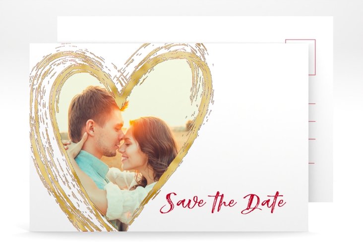 Save the Date-Postkarte Liebe A6 Postkarte gold