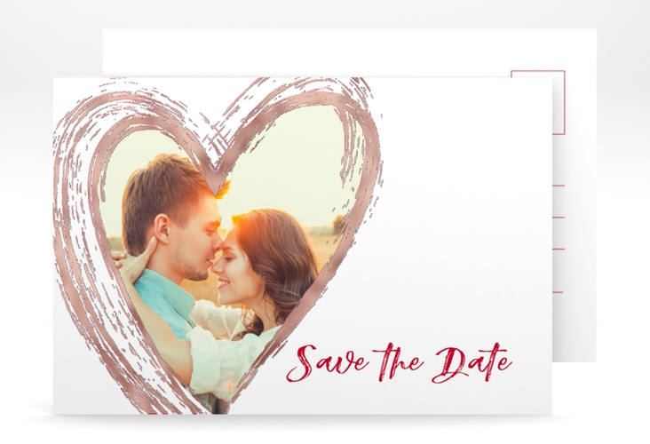 Save the Date-Postkarte Liebe A6 Postkarte rosegold