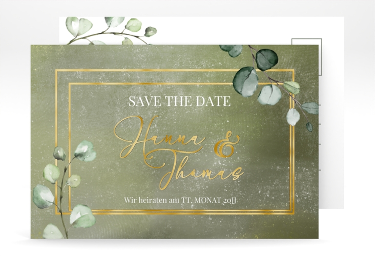 Save the Date-Postkarte Jade A6 Postkarte gold