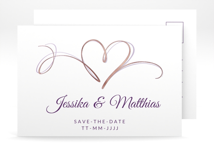 Save the Date-Postkarte Envie A6 Postkarte rosegold