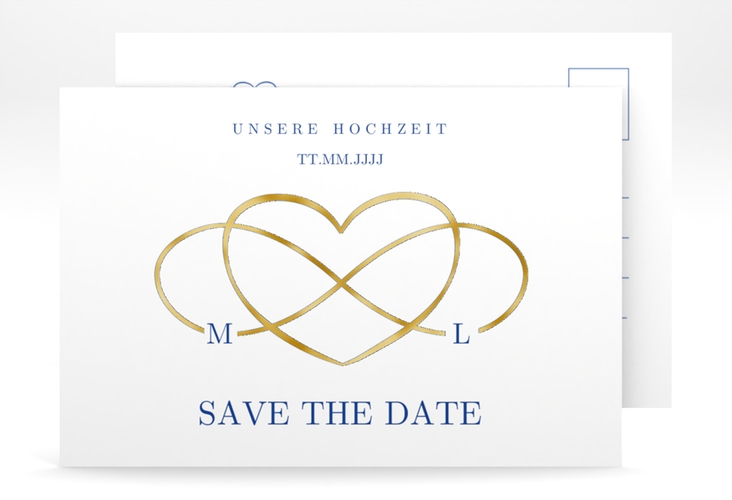 Save the Date-Postkarte Infinity A6 Postkarte gold