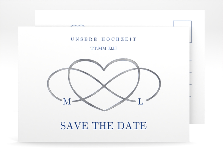 Save the Date-Postkarte Infinity A6 Postkarte silber