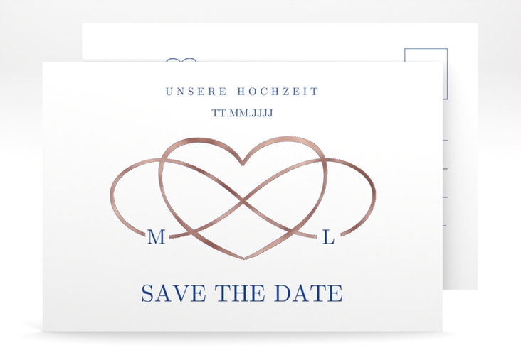 Save the Date-Postkarte Infinity A6 Postkarte rosegold