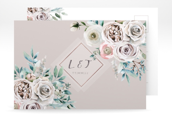 Save the Date-Postkarte Romance A6 Postkarte rosegold