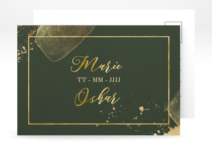 Save the Date-Postkarte Emerald A6 Postkarte gold