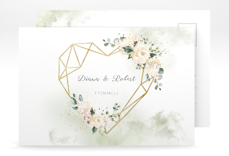 Save the Date-Postkarte Adore A6 Postkarte gold