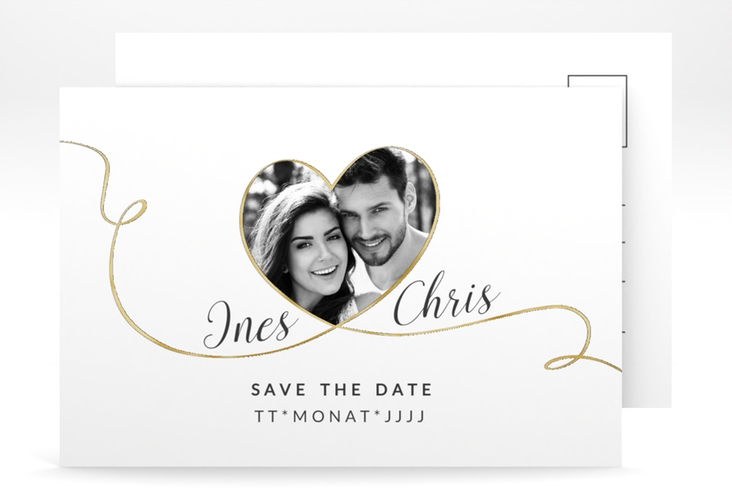 Save the Date-Postkarte Dolce A6 Postkarte gold