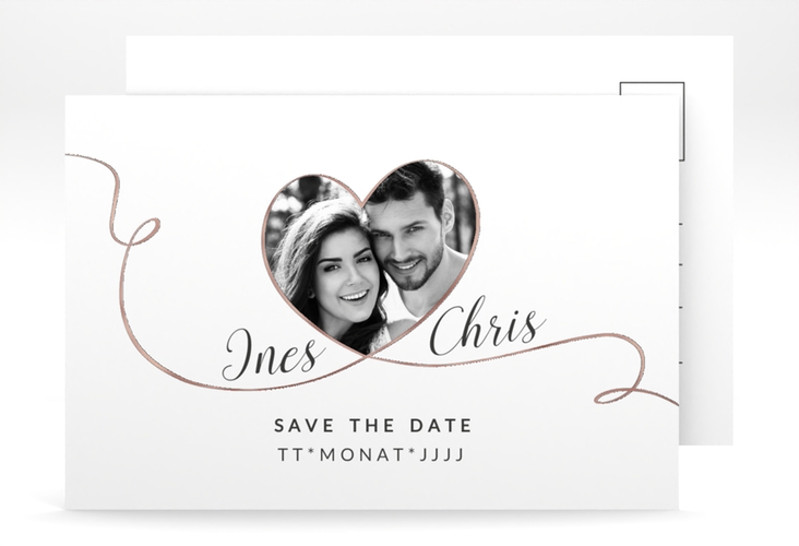 Save the Date-Postkarte Dolce A6 Postkarte rosegold