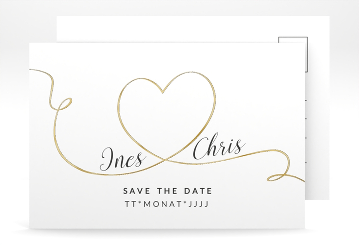 Save the Date-Postkarte Dolce A6 Postkarte gold