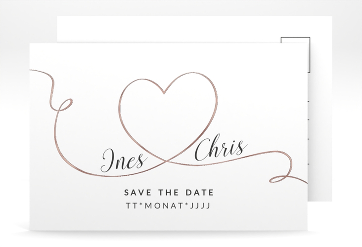 Save the Date-Postkarte Dolce A6 Postkarte rosegold