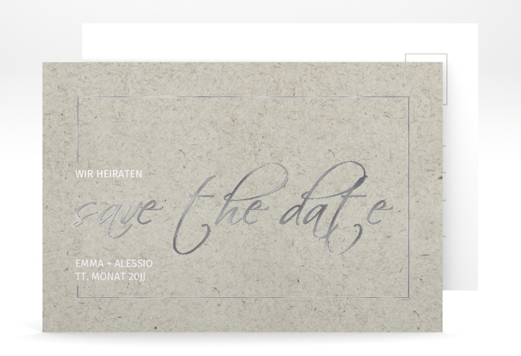 Save the Date-Postkarte Simple Line A6 Postkarte silber