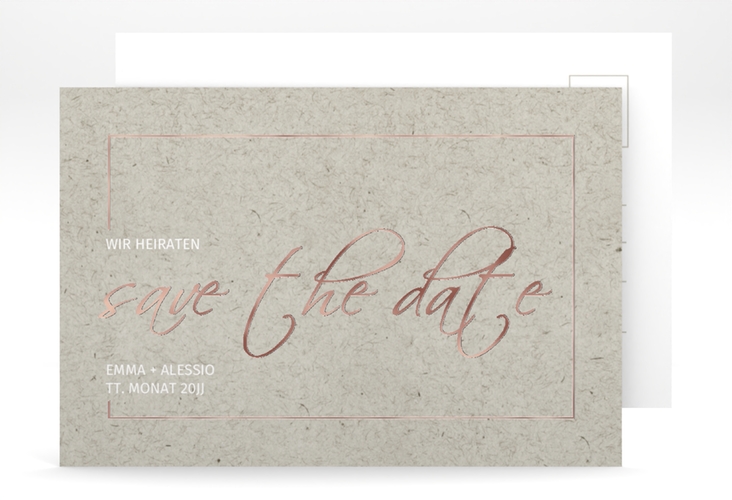 Save the Date-Postkarte Simple Line A6 Postkarte rosegold