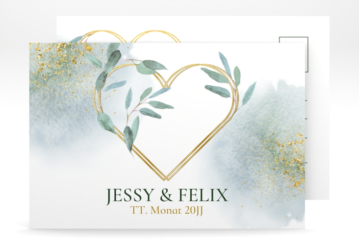 Save the Date-Postkarte Amore A6 Postkarte gold