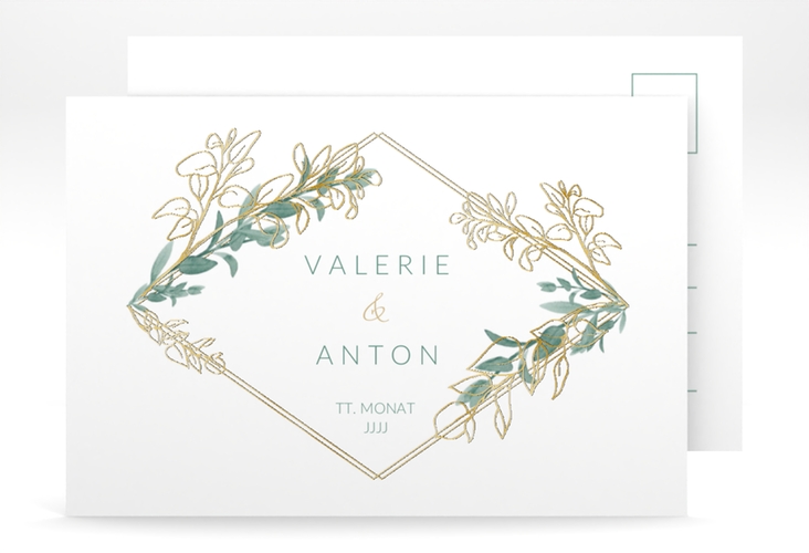 Save the Date-Postkarte Verde A6 Postkarte gold