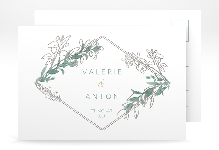 Save the Date-Postkarte Verde A6 Postkarte silber