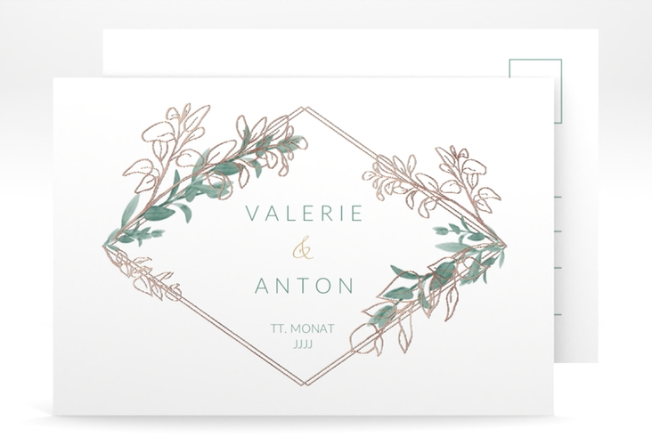 Save the Date-Postkarte Verde A6 Postkarte rosegold