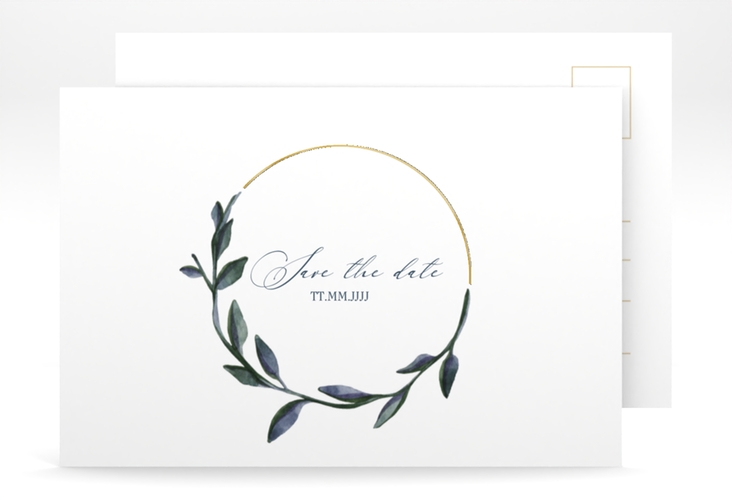 Save the Date-Postkarte Botanica A6 Postkarte gold