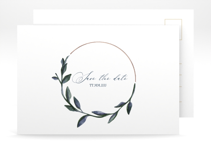 Save the Date-Postkarte Botanica A6 Postkarte rosegold