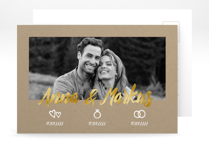 Save the Date-Postkarte Icons A6 Postkarte gold