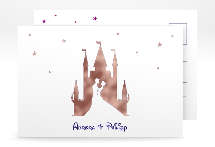 Save the Date-Postkarte Castle A6 Postkarte rosegold