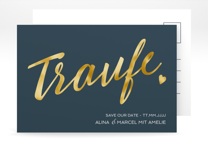 Save the Date-Postkarte Traufe A6 Postkarte gold