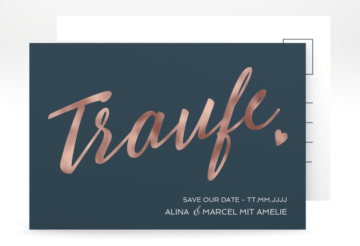 Save the Date-Postkarte Traufe A6 Postkarte rosegold