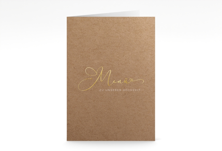 Menükarte Hochzeit Jawort A5 Klappkarte hoch gold modern minimalistisch mit veredelter Aufschrift