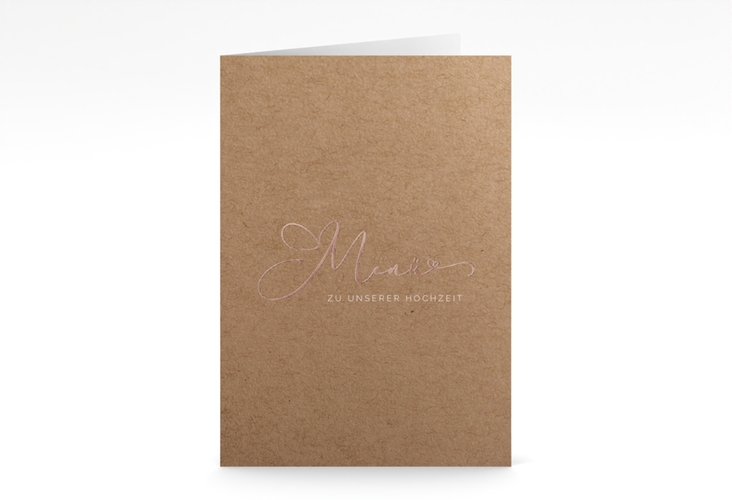 Menükarte Hochzeit Jawort A5 Klappkarte hoch rosegold modern minimalistisch mit veredelter Aufschrift