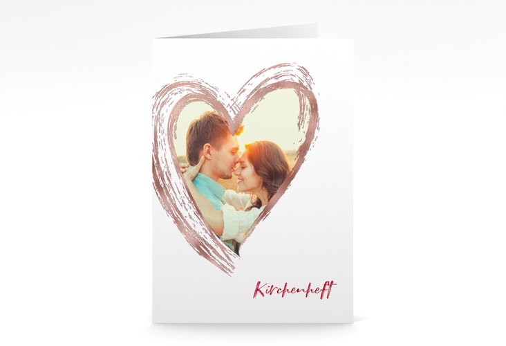 Kirchenheft Hochzeit Liebe A5 Klappkarte hoch rosegold