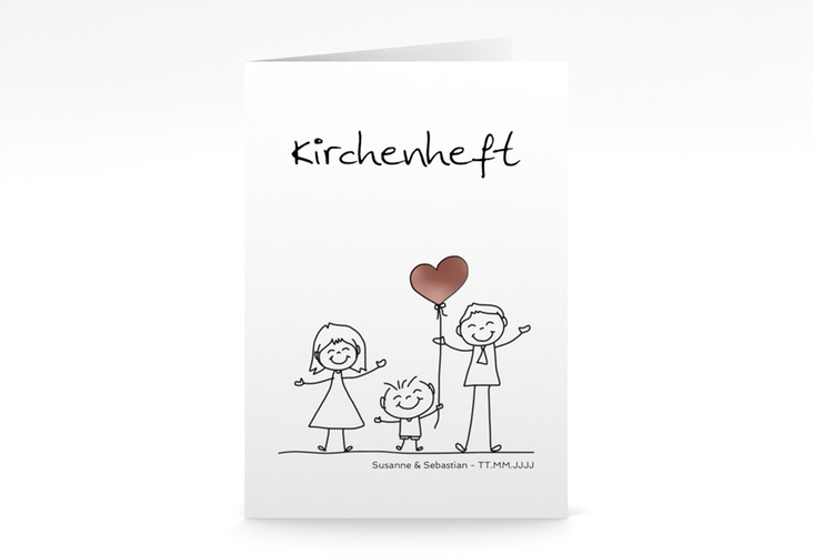 Kirchenheft Hochzeit Family A5 Klappkarte hoch rosegold