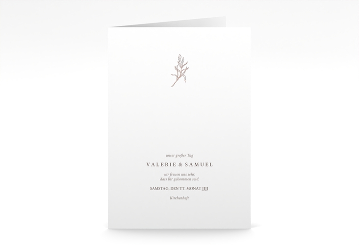 Kirchenheft Hochzeit Ivy A5 Klappkarte hoch rosegold minimalistisch mit kleiner botanischer Illustration