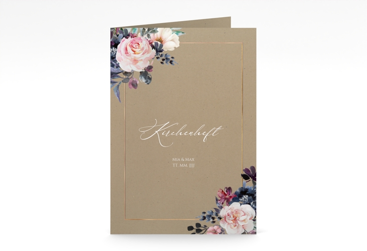 Kirchenheft Hochzeit Abendlicht A5 Klappkarte hoch rosegold