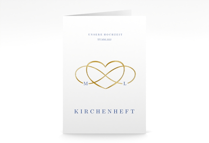 Kirchenheft Hochzeit Infinity A5 Klappkarte hoch gold