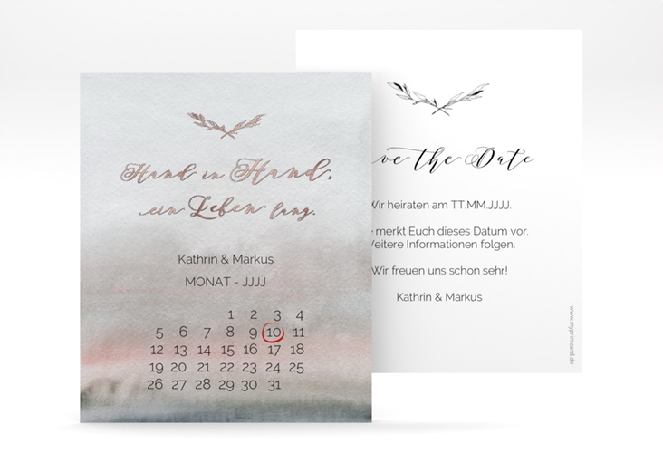 Save the Date-Kalenderblatt Divine Kalenderblatt-Karte rosegold