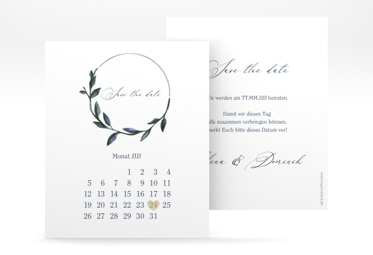 Save the Date-Kalenderblatt Botanica Kalenderblatt-Karte rosegold