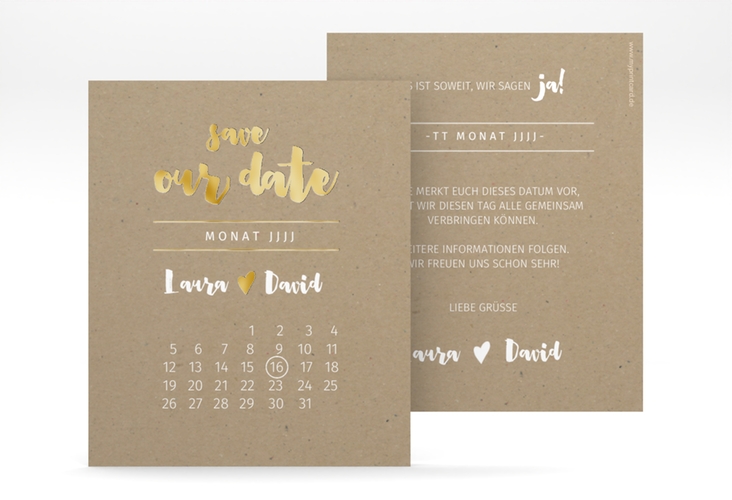 Save the Date-Kalenderblatt Letterbox Kalenderblatt-Karte gold