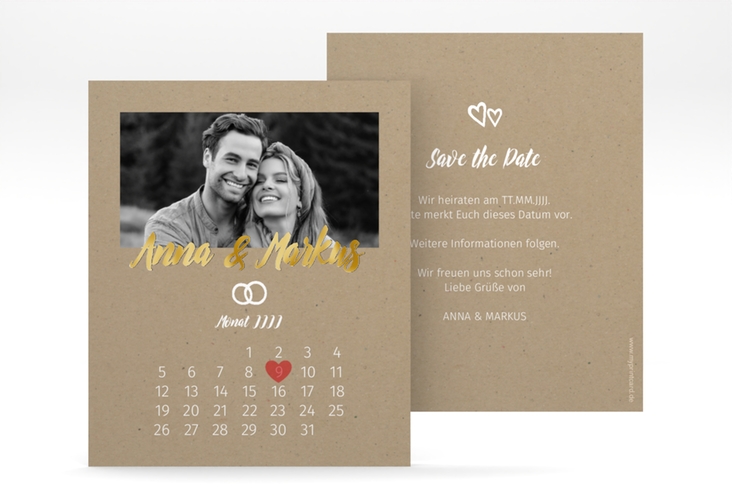 Save the Date-Kalenderblatt Icons Kalenderblatt-Karte gold