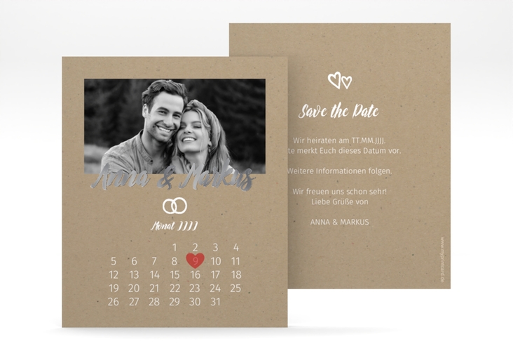 Save the Date-Kalenderblatt Icons Kalenderblatt-Karte silber