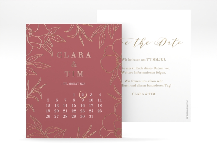 Save the Date-Kalenderblatt Contour Kalenderblatt-Karte rosegold