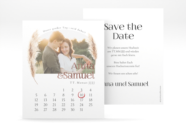 Save the Date-Kalenderblatt Boholove Kalenderblatt-Karte rosegold