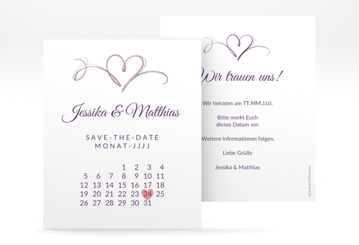 Save the Date-Kalenderblatt Envie Kalenderblatt-Karte rosegold