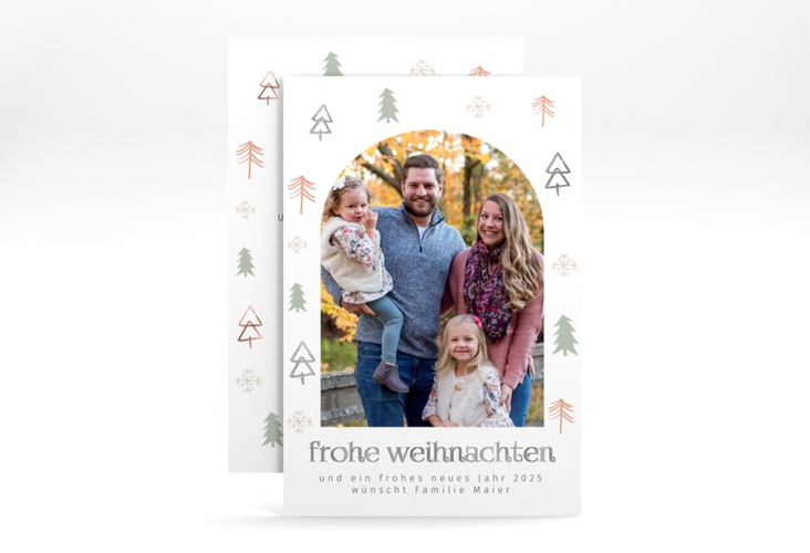 Weihnachtskarte Christbäumchen A6 Karte hoch silber