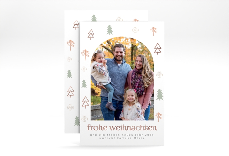 Weihnachtskarte Christbäumchen A6 Karte hoch rosegold