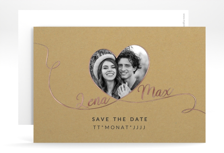 Save the Date-Karte Herzensbund A6 Karte quer rosegold