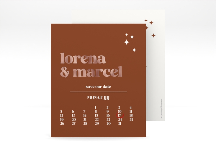 Save the Date-Kalenderblatt Retro Kalenderblatt-Karte rosegold