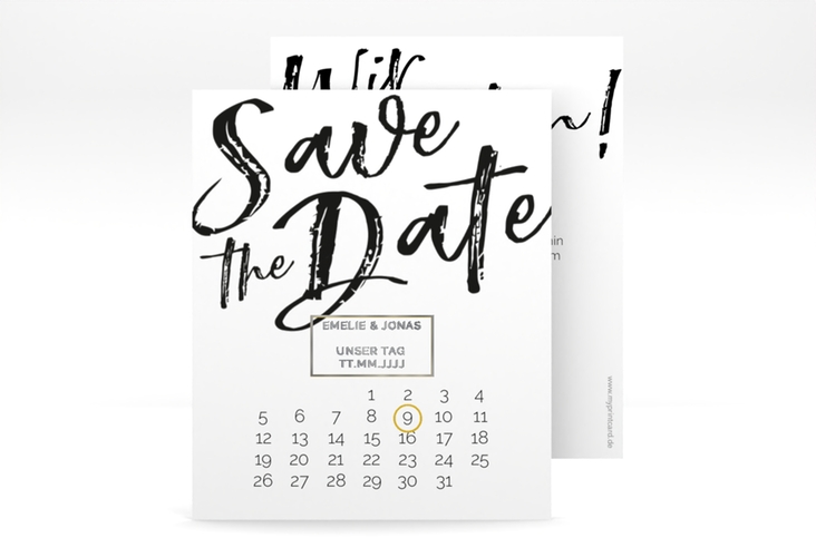 Save the Date-Kalenderblatt Words Kalenderblatt-Karte silber