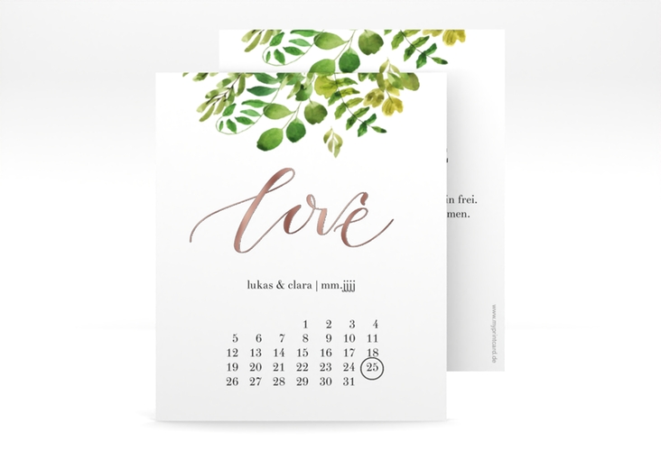 Save the Date-Kalenderblatt Botany Kalenderblatt-Karte rosegold