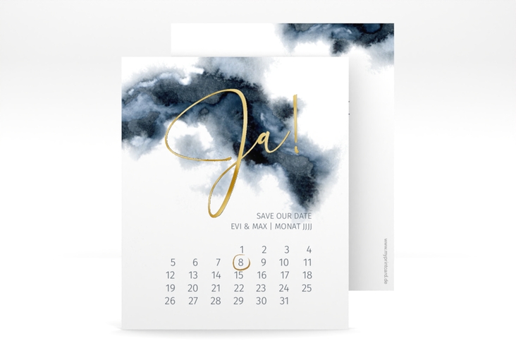 Save the Date-Kalenderblatt Aquarellic Kalenderblatt-Karte gold