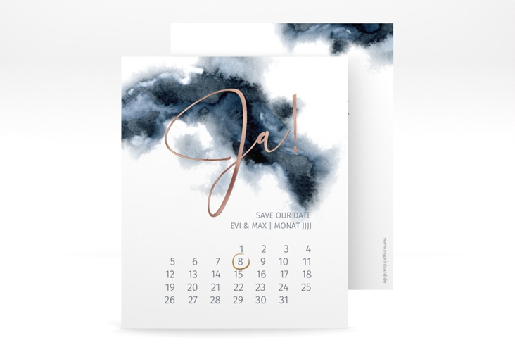 Save the Date-Kalenderblatt Aquarellic Kalenderblatt-Karte rosegold