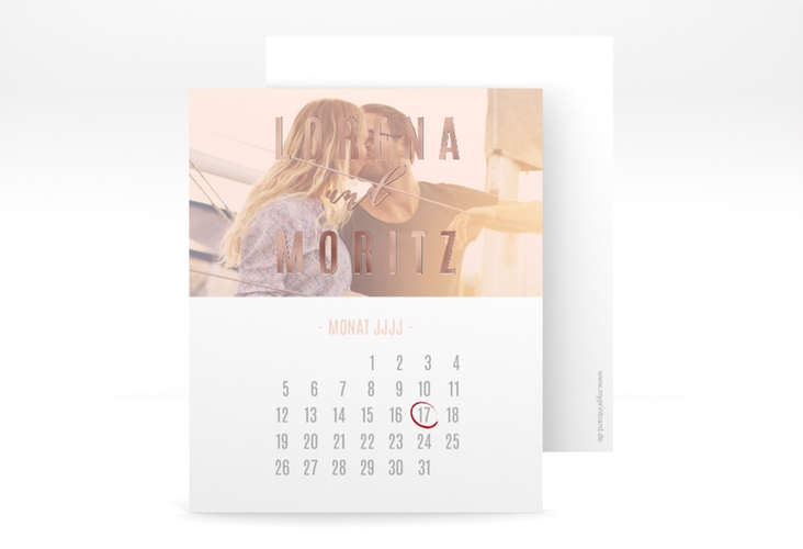 Save the Date-Kalenderblatt Memory Kalenderblatt-Karte rosegold